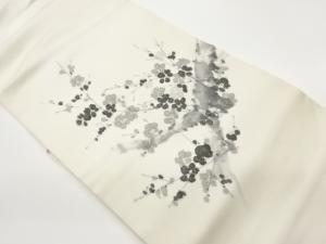 塩瀬金彩手描き梅模様名古屋帯